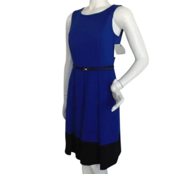 new MARC NEW YORK Dress, 8, Blue/Black, Sleeveless, Belt, Wide neck - Picture 4 of 15